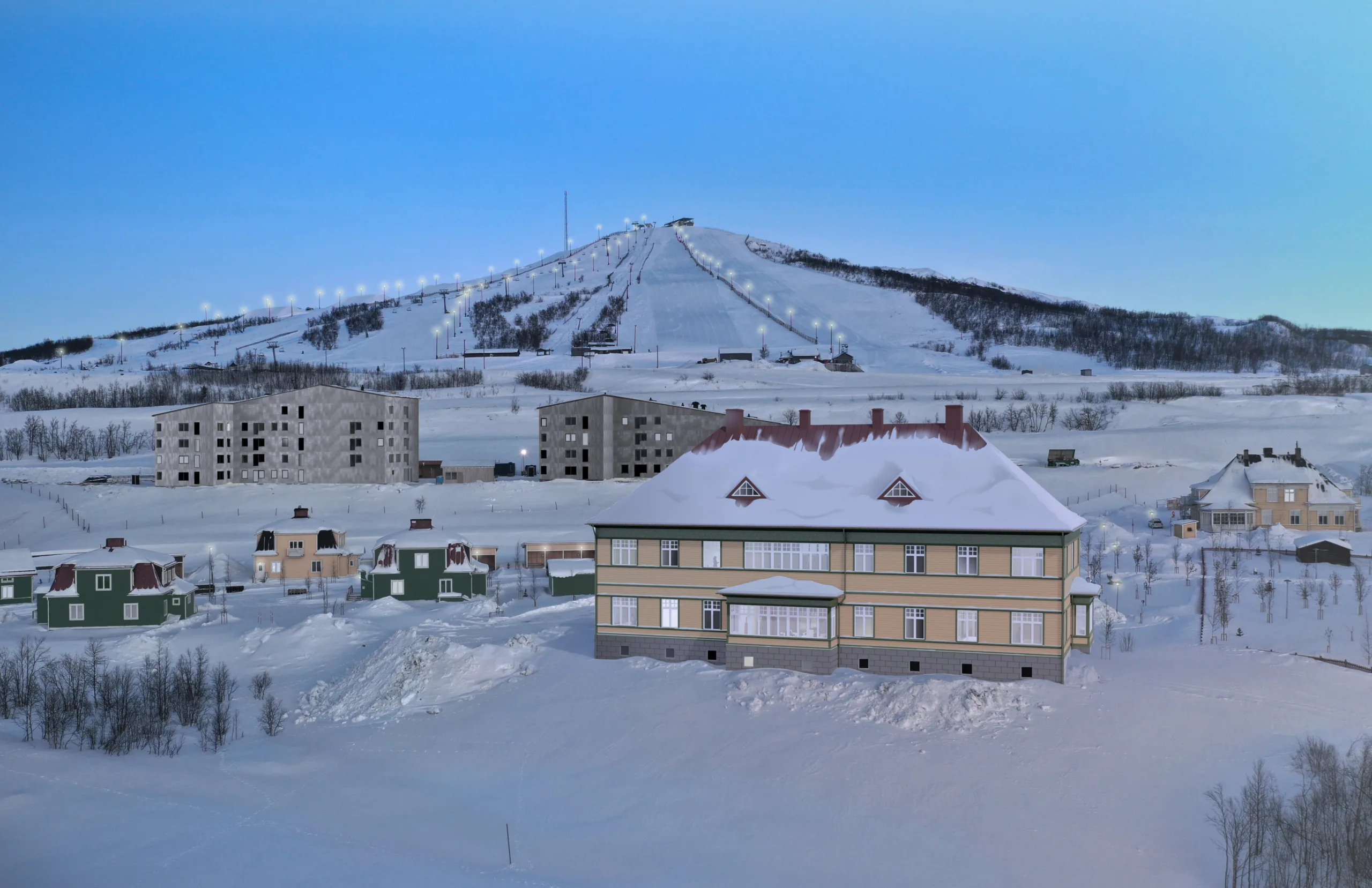 Skissbild av det nya Bolagshotellet i Kiruna