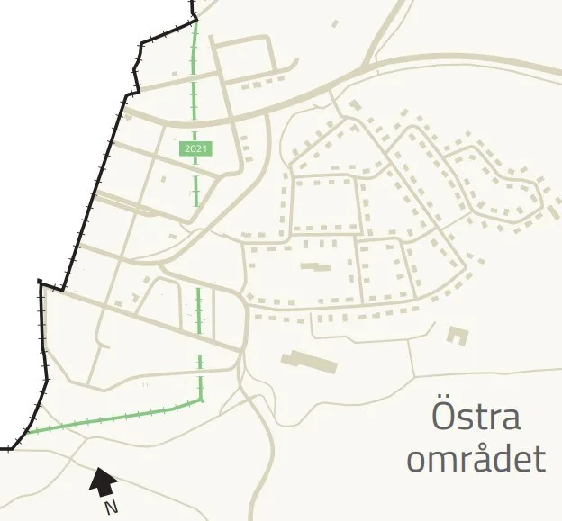 Karta över stängseldragning i östra Malmberget sommaren 2022