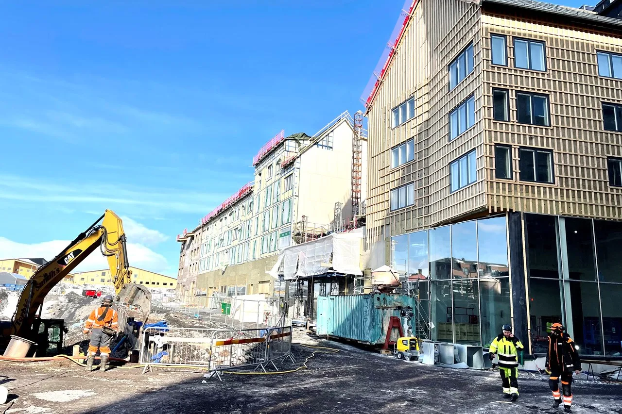 Byggarbetsplats i nya Kiruna centrum