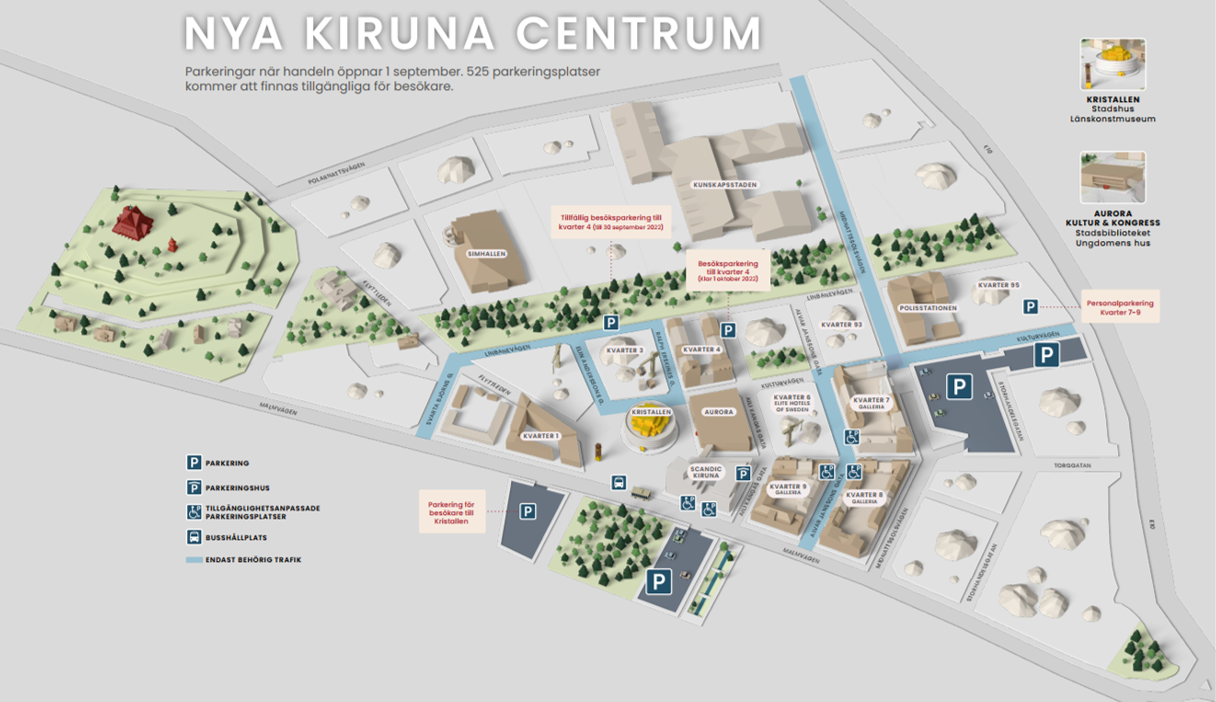 Illustration över Nya Kiruna centrum